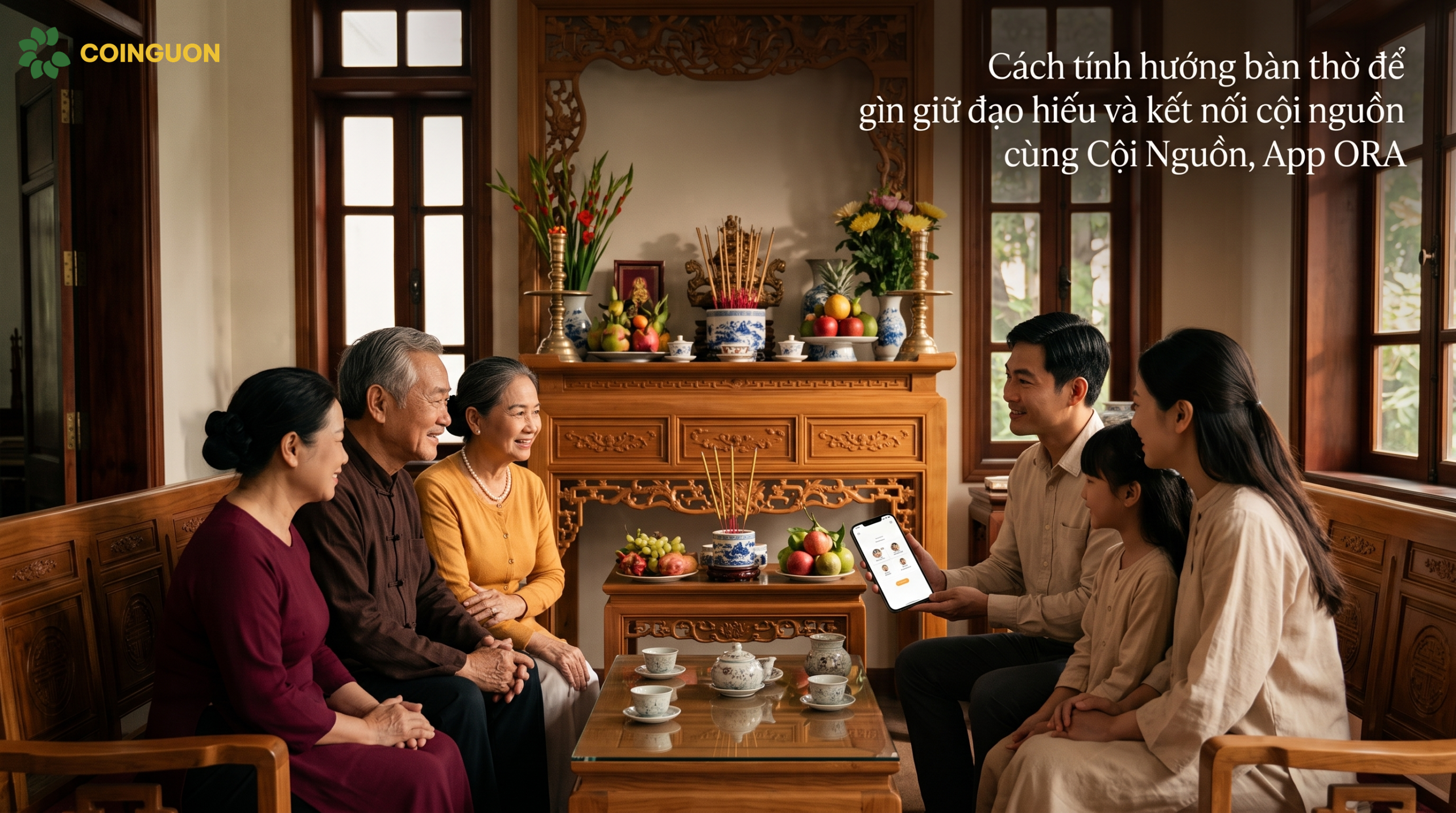Cách tính hướng bàn thờ để gìn giữ đạo hiếu và kết nối cội nguồn cùng Cội Nguồn, App ORA - Cội Nguồn ORA