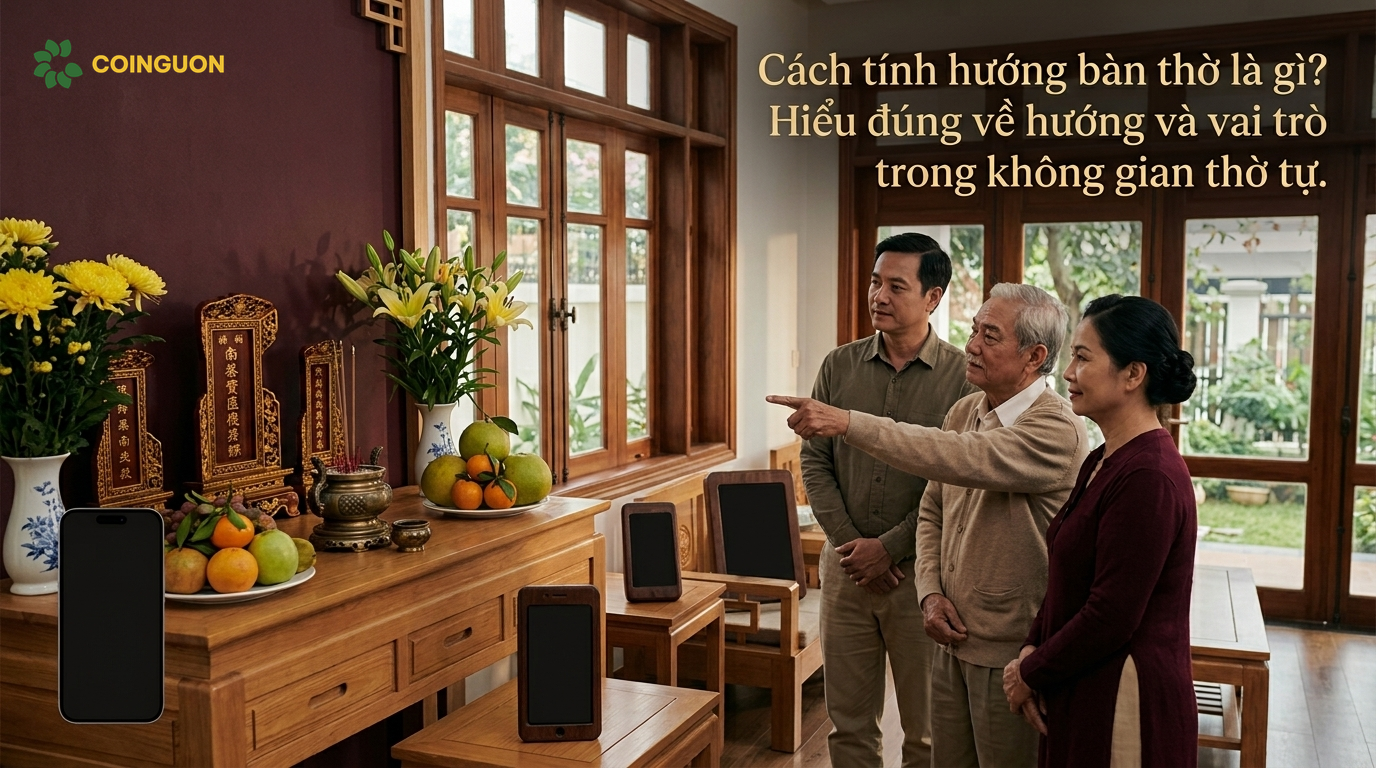 Cách tính hướng bàn thờ là gì? Hiểu đúng về hướng và vai trò trong không gian thờ tự - Cội Nguồn ORA