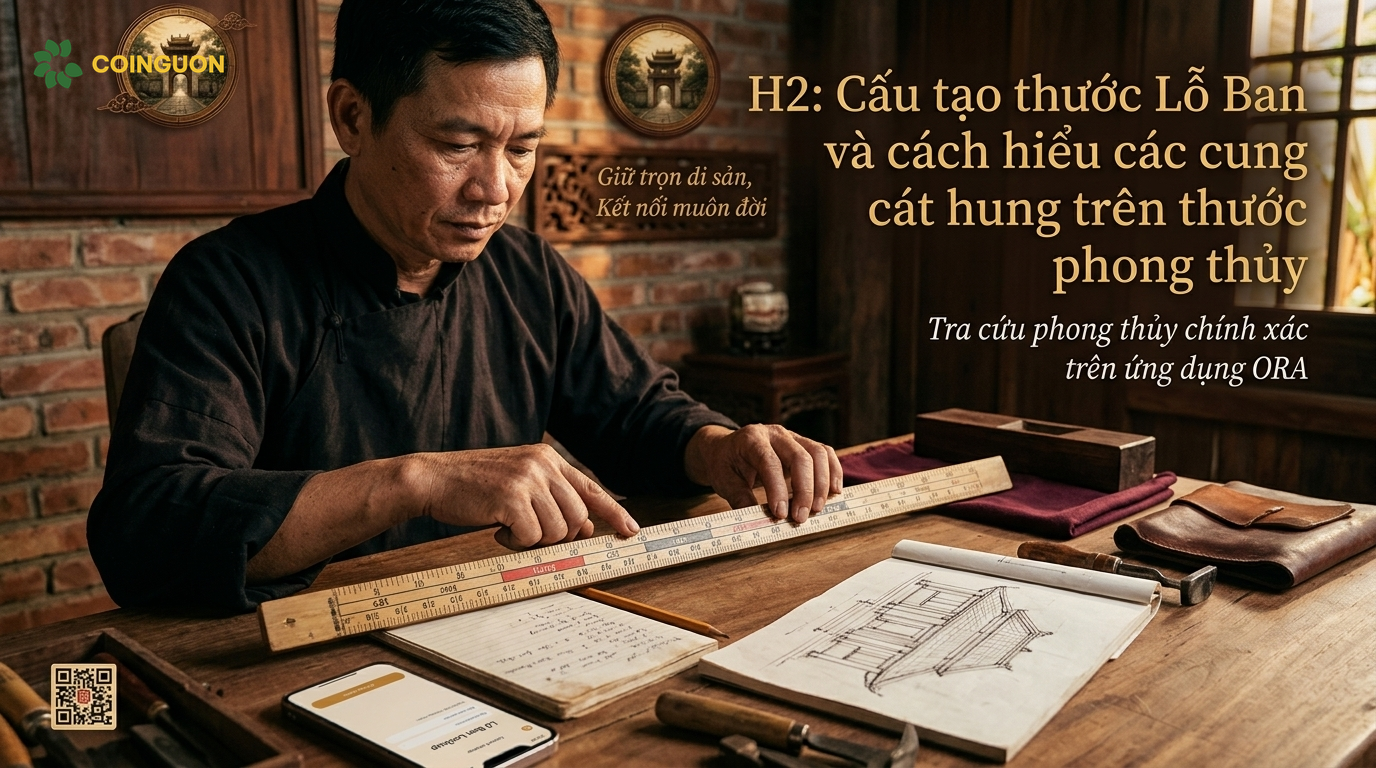 Cấu tạo thước Lỗ Ban và cách hiểu các cung cát hung trên thước phong thủy - Cội Nguồn ORA