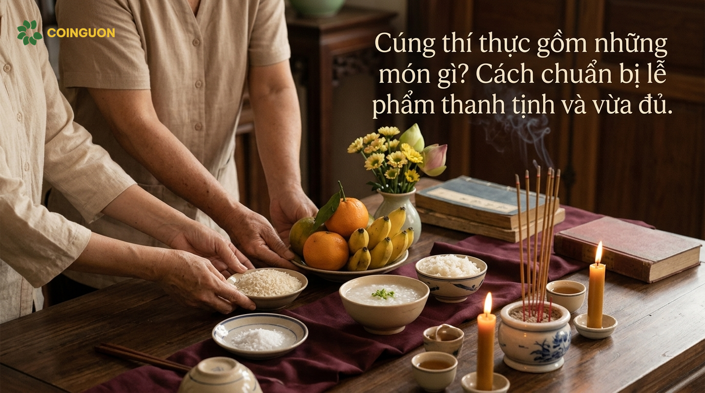 Cúng thí thực gồm những món gì? Cách chuẩn bị lễ phẩm thanh tịnh và vừa đủ - Cội Nguồn ORA