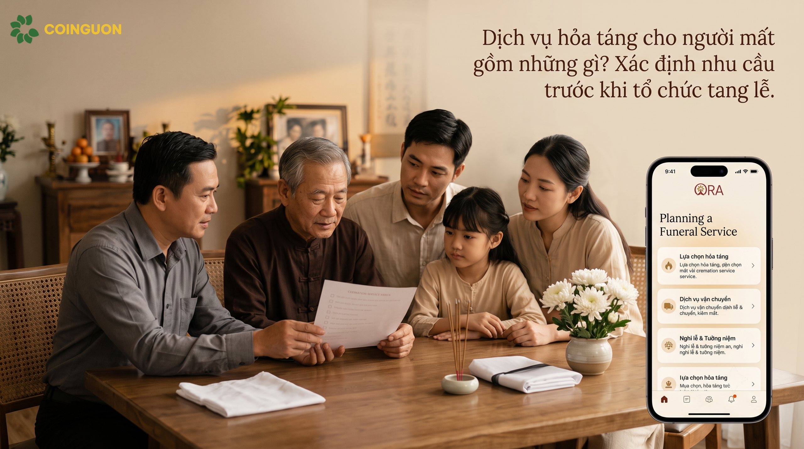 Dịch vụ hỏa táng cho người mất gồm những gì? Xác định nhu cầu trước khi tổ chức tang lễ - Cội Nguồn ORA