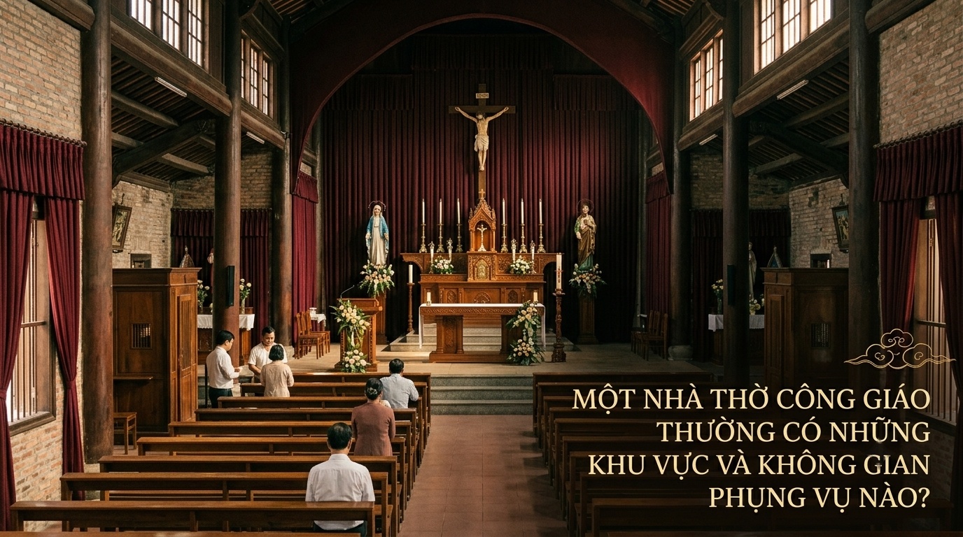 Một nhà thờ Công giáo thường có những khu vực và không gian phụng vụ nào? - Cội Nguồn ORA