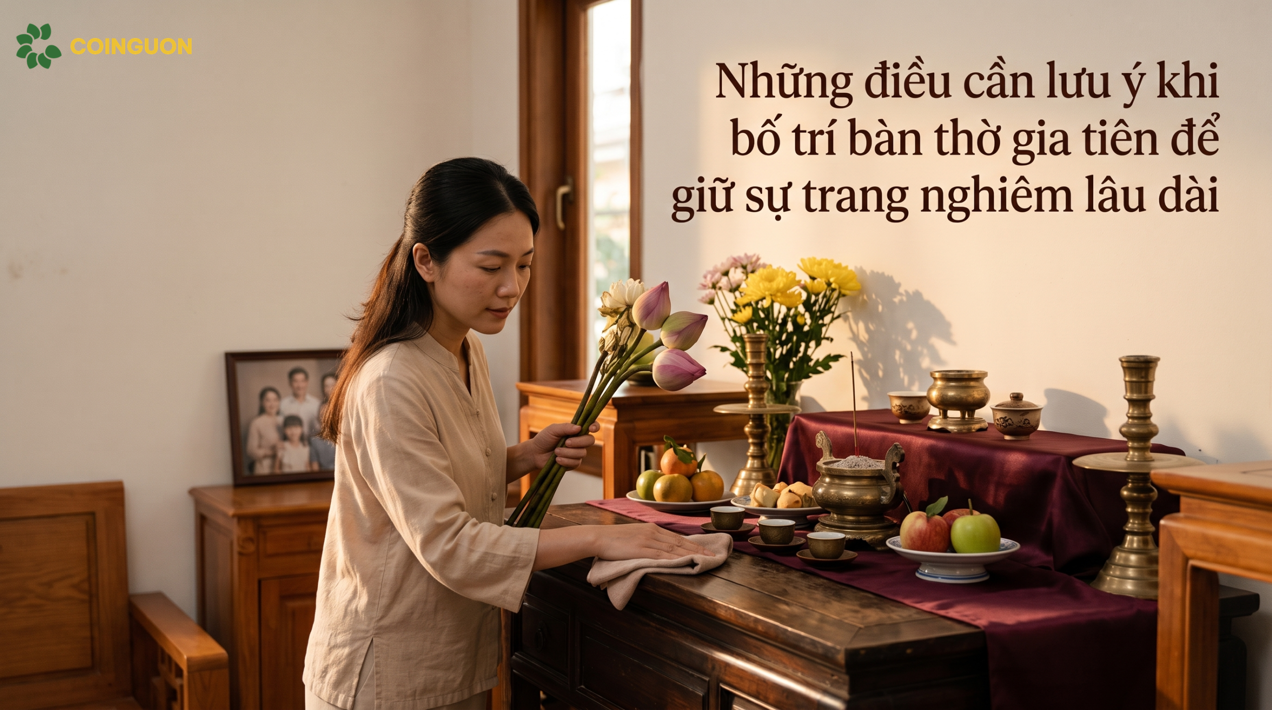 Chăm sóc và giữ gìn bàn thờ gia tiên sạch sẽ trang nghiêm theo thời gian - Cội Nguồn ORA