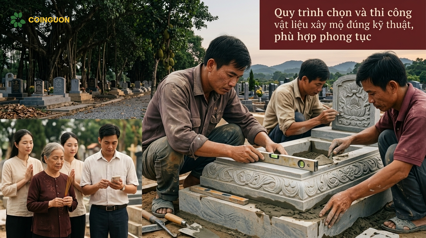 Quy trình chọn và thi công vật liệu xây mộ đúng kỹ thuật, phù hợp phong tục - Cội Nguồn ORA