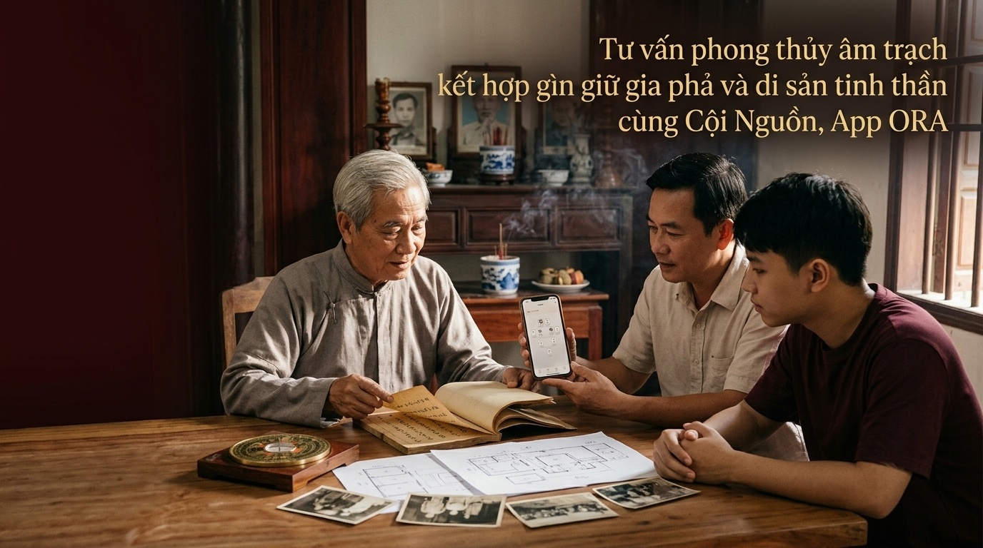 Tư vấn phong thủy âm trạch kết hợp gìn giữ gia phả và di sản tinh thần cùng Cội Nguồn, App ORA - Cội Nguồn ORA