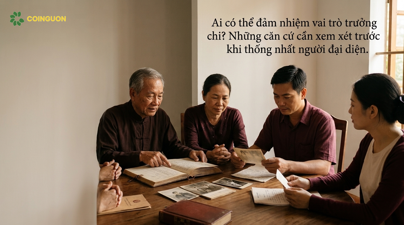 Các thành viên gia đình Việt Nam cùng xem gia phả và trao đổi trước khi thống nhất người đảm nhiệm vai trò trưởng chi, đề cao uy tín, trách nhiệm và sự đồng thuận - Cội Nguồn ORA