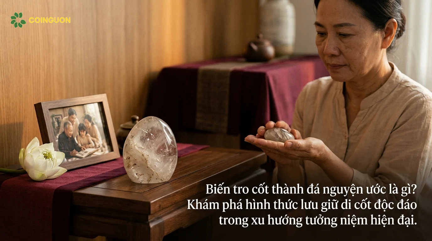 Đá nguyện ước được chế tác từ tro cốt, lưu giữ ký ức người thân trong không gian tưởng niệm gia đình - Cội Nguồn ORA