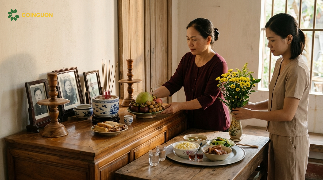 Cách chuẩn bị mâm cúng gia tiên trang nghiêm với hai thế hệ phụ nữ Việt lựa chọn lễ vật, sắp xếp hoa quả và chăm chút bàn thờ tổ tiên - Cội Nguồn ORA