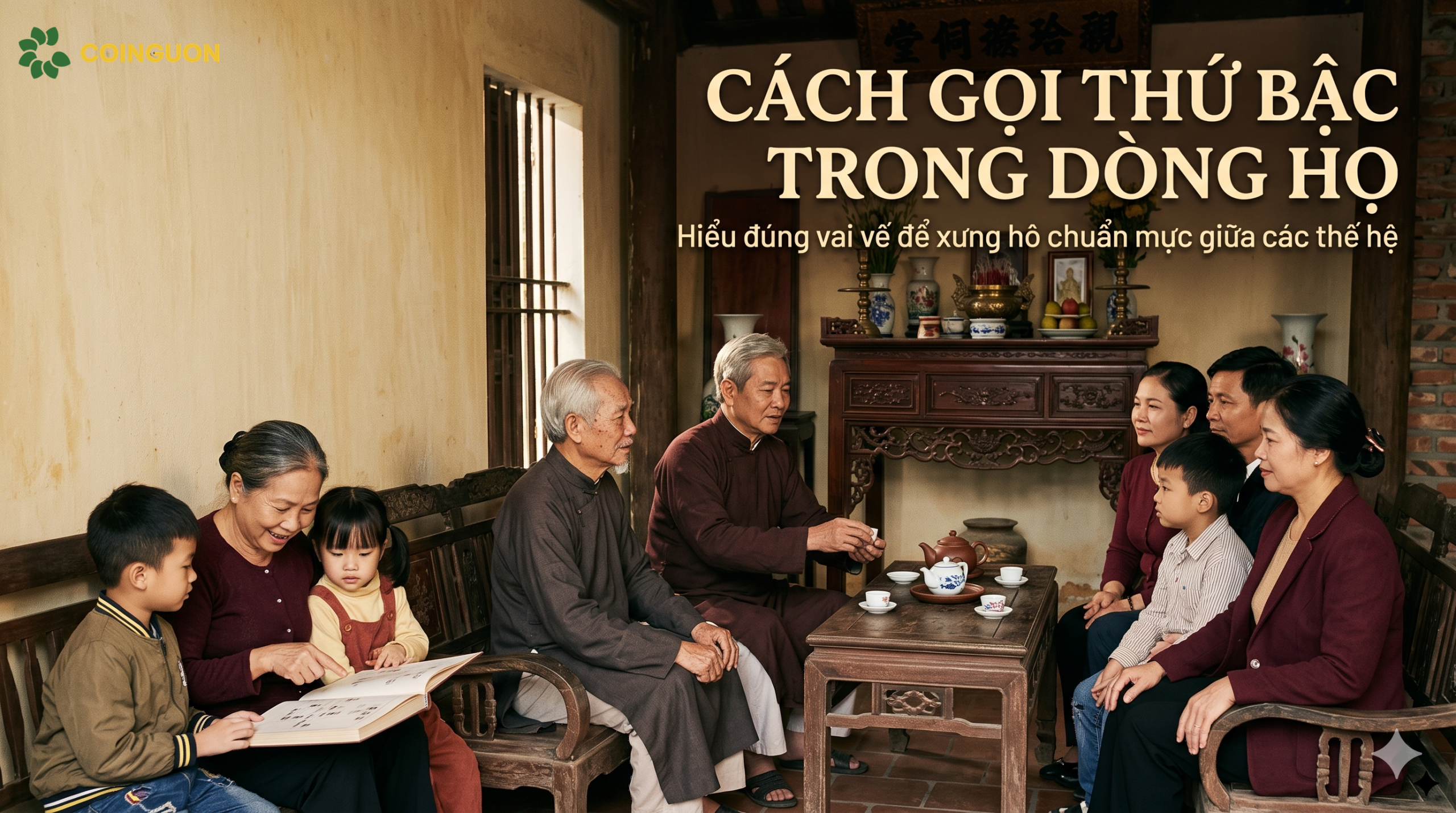 Cách gọi thứ bậc trong dòng họ qua cảnh gia đình Việt nhiều thế hệ sum họp, con cháu kính trọng ông bà và xưng hô đúng vai vế - Cội Nguồn ORA