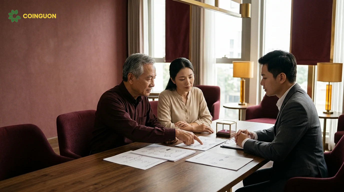 Gia đình Việt Nam trao đổi với chuyên viên về báo giá, hợp đồng và viên kim cương tưởng niệm, minh họa việc đánh giá dịch vụ và bảo vệ quyền lợi trước khi gửi di cốt – Cội Nguồn ORA.