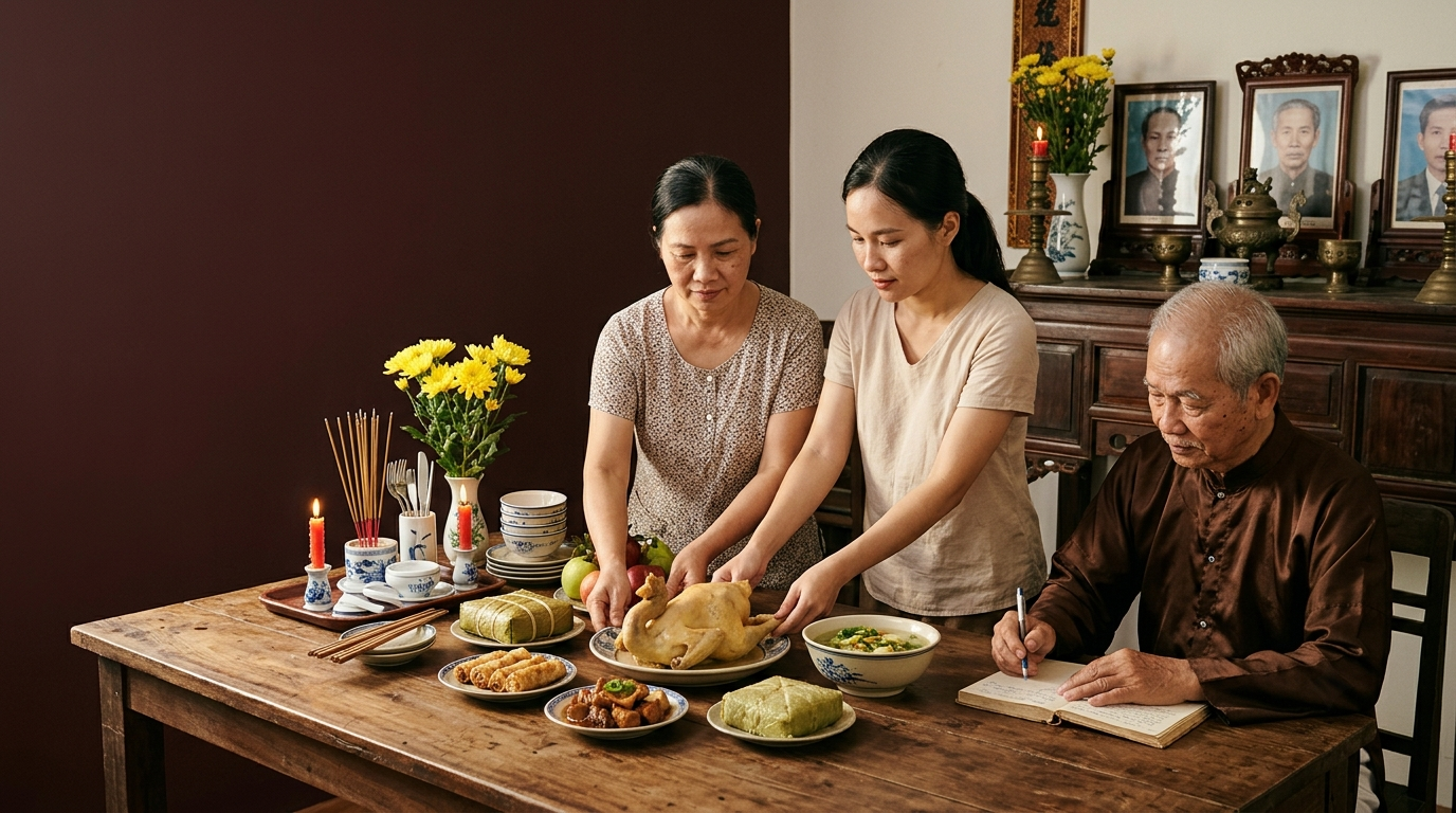 Chuẩn bị lễ cúng giỗ ông bà, cha mẹ và tổ tiên: Từ ngày giờ đến mâm lễ gia tiên - Cội Nguồn ORA