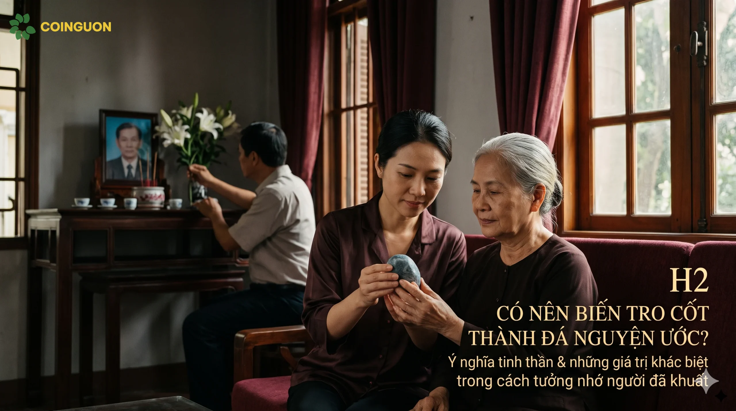 Người thân cùng lưu giữ ký ức về người đã khuất qua một viên đá nguyện ước trong không gian gia đình ấm áp - Cội Nguồn ORA
