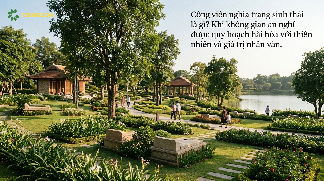 Không gian công viên nghĩa trang sinh thái với những khu tưởng niệm hài hòa giữa cây xanh, hồ nước và cảnh quan thiên nhiên - Cội Nguồn ORA