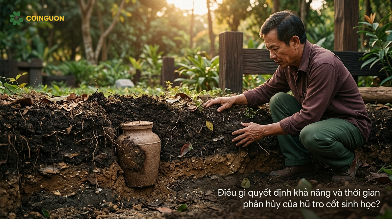 Mặt cắt đất tự nhiên cho thấy độ ẩm, rễ cây và chất liệu hũ ảnh hưởng đến quá trình phân hủy sinh học - Cội Nguồn ORA