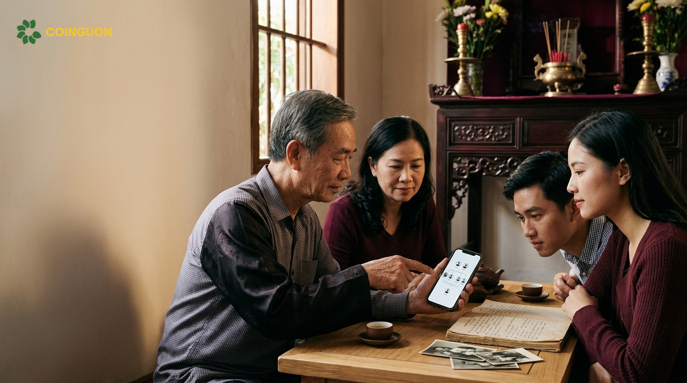 Ba thế hệ gia đình Việt cùng xem cây gia phả số, gìn giữ đạo hiếu và kết nối cội nguồn sau lễ phả độ gia tiên - Cội Nguồn ORA