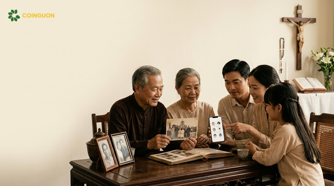 Ba thế hệ gia đình Công giáo gìn giữ ký ức đức tin và gia phả số cùng ứng dụng ORA của Cội Nguồn