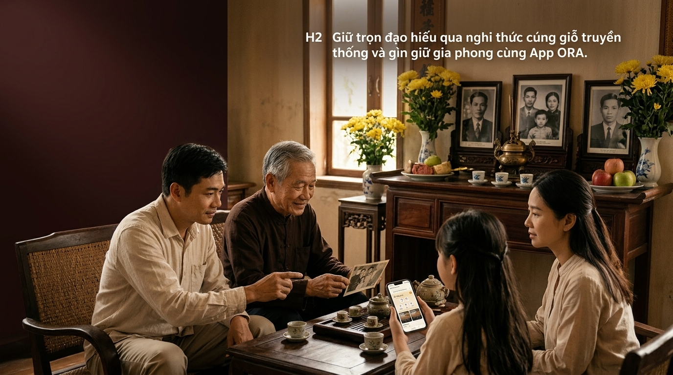 Giữ trọn đạo hiếu qua nghi thức cúng giỗ truyền thống và gìn giữ gia phong cùng App ORA - Cội Nguồn ORA
