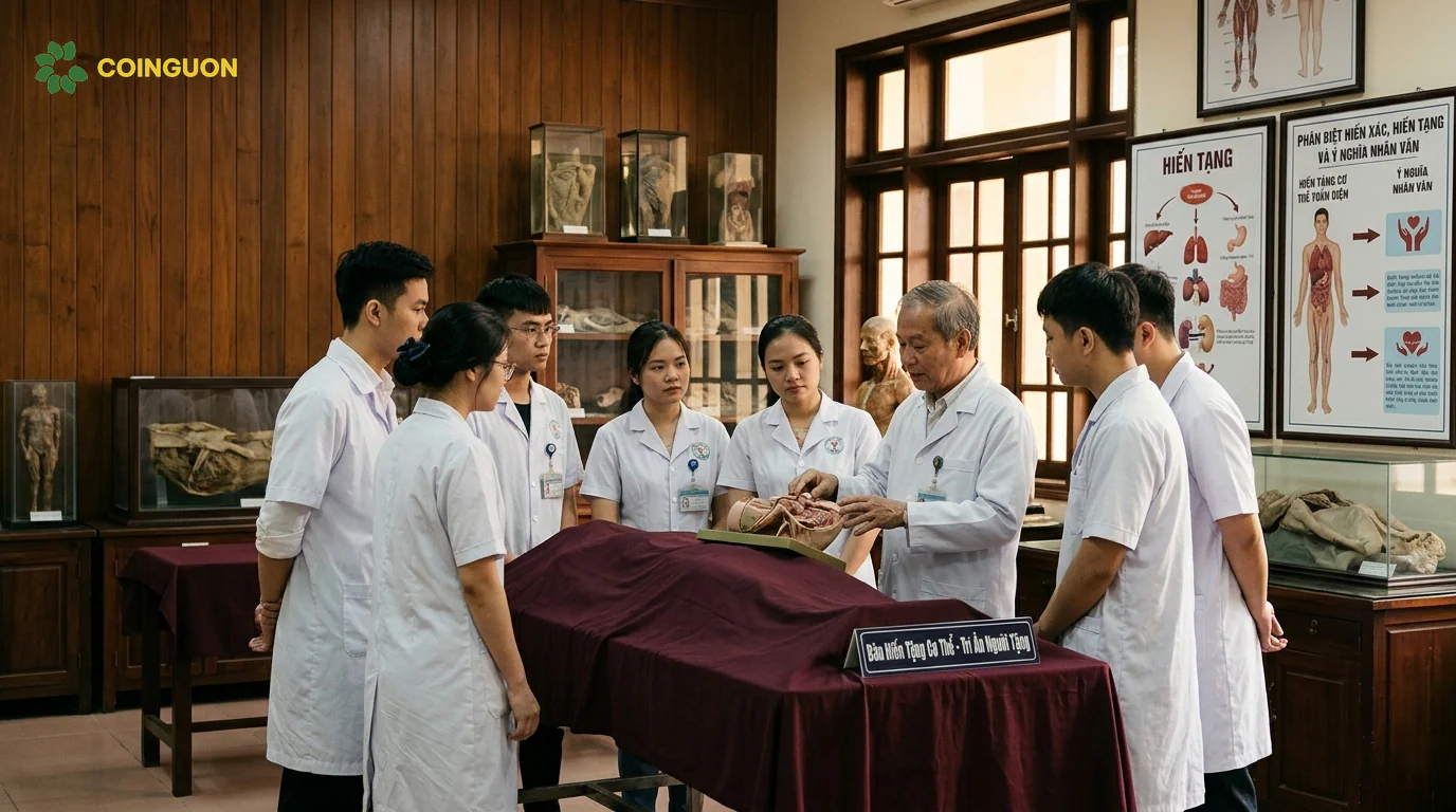 Giảng viên và sinh viên y khoa tìm hiểu giải phẫu trong môi trường đào tạo trang nghiêm, thể hiện ý nghĩa nhân văn của hiến tặng thi thể - Cội Nguồn ORA