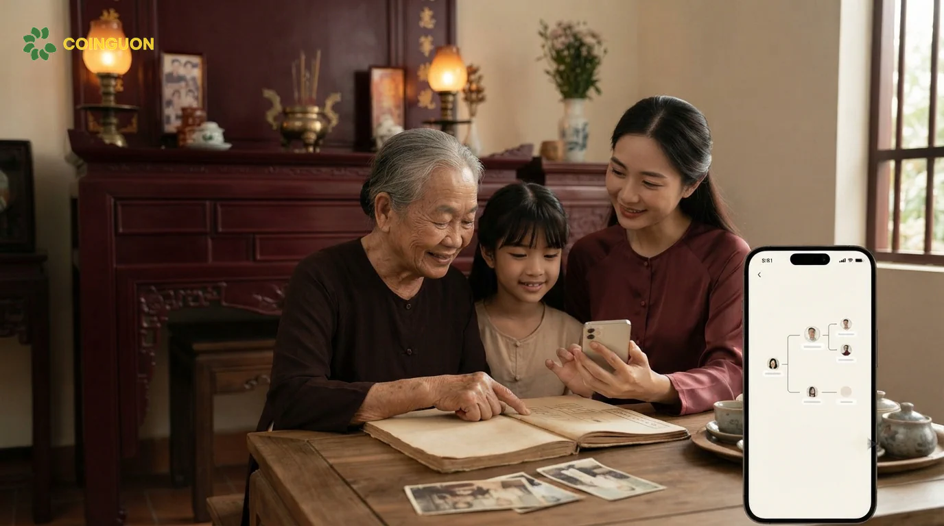 Ba thế hệ gia đình Việt cùng xem cây gia phả số trên điện thoại, gìn giữ đạo hiếu và di sản gia đình với ứng dụng ORA - Cội Nguồn ORA