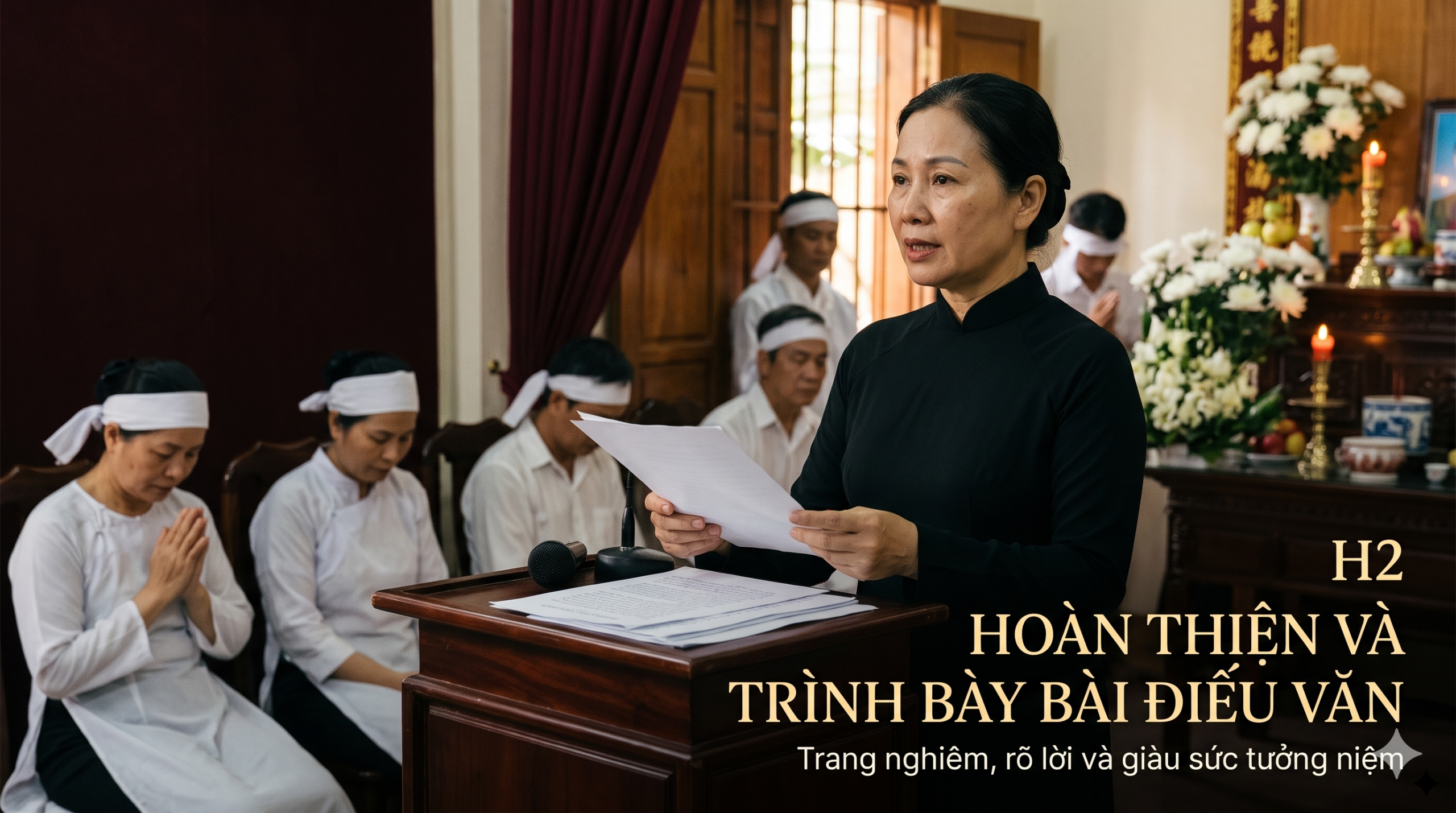 Hoàn thiện và trình bày bài điếu văn đám tang sao cho trang nghiêm, rõ lời và giàu sức tưởng niệm - Cội Nguồn ORA