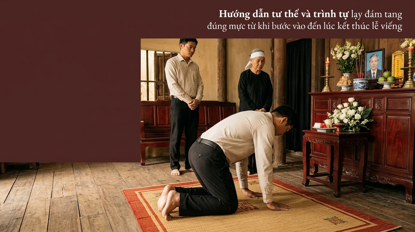 Hướng dẫn tư thế và trình tự lạy đám tang đúng mực từ khi bước vào đến lúc kết thúc lễ viếng - Cội Nguồn ORA