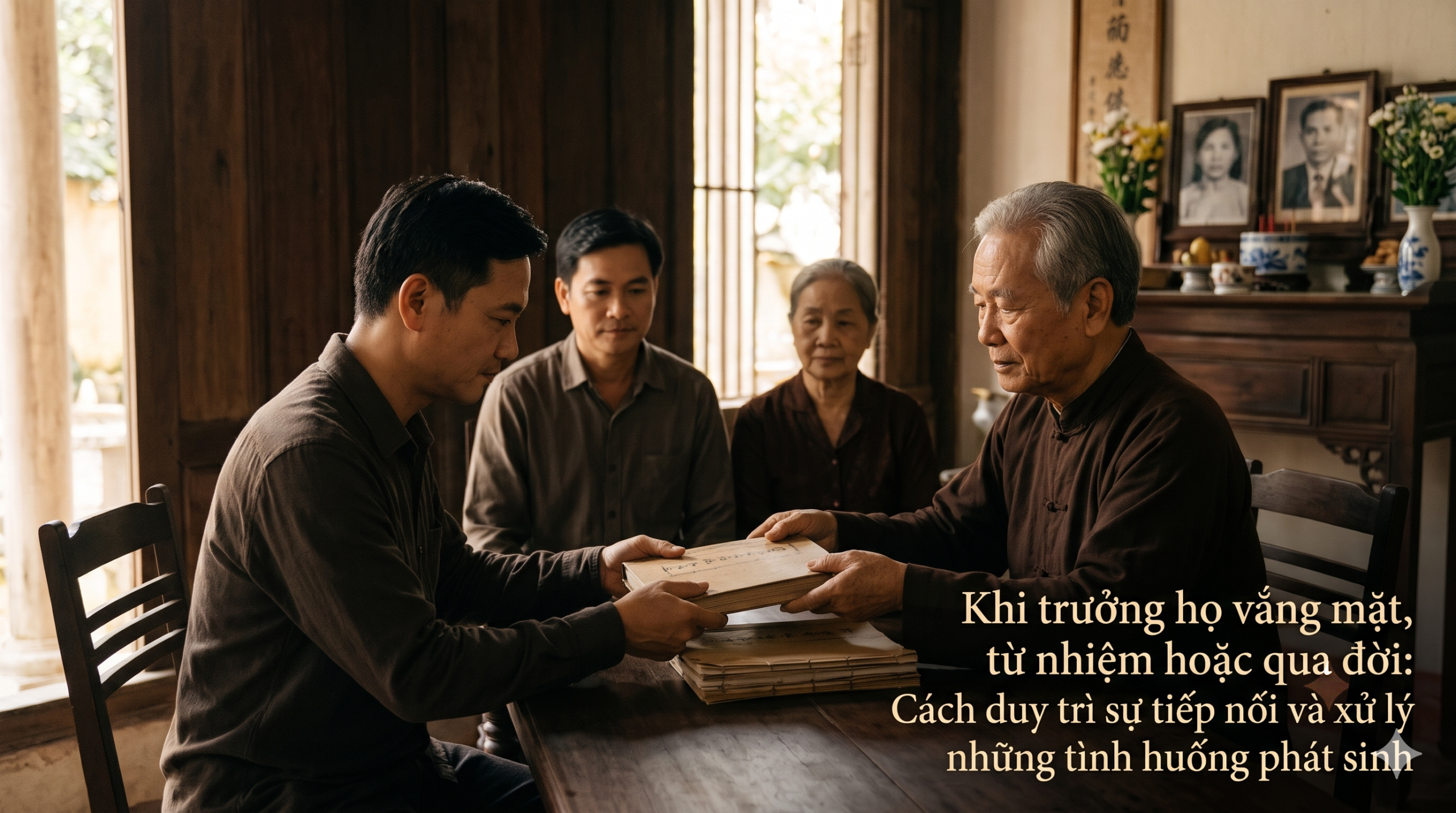 Người đi trước trao lại gia phả và trách nhiệm gìn giữ dòng họ cho thế hệ kế tiếp - Cội Nguồn ORA