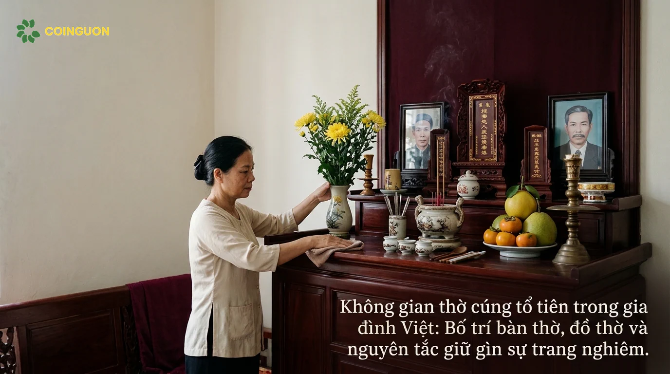 Không gian thờ cúng tổ tiên trong gia đình Việt: Bố trí bàn thờ, đồ thờ và nguyên tắc giữ gìn sự trang nghiêm - Cội Nguồn ORA