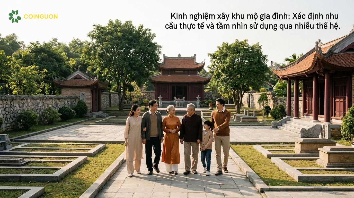 Khu mộ gia đình Việt Nam được quy hoạch hài hòa, có không gian dự phòng cho nhiều thế hệ và cảnh quan xanh thanh bình - Cội Nguồn ORA