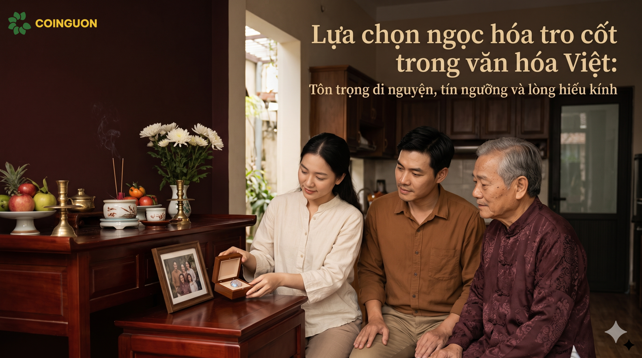 Ba thế hệ gia đình Việt Nam cùng trao đổi về di nguyện, tín ngưỡng và cách lưu giữ kỷ niệm người thân bên bàn thờ gia tiên trang nghiêm - Cội Nguồn ORA