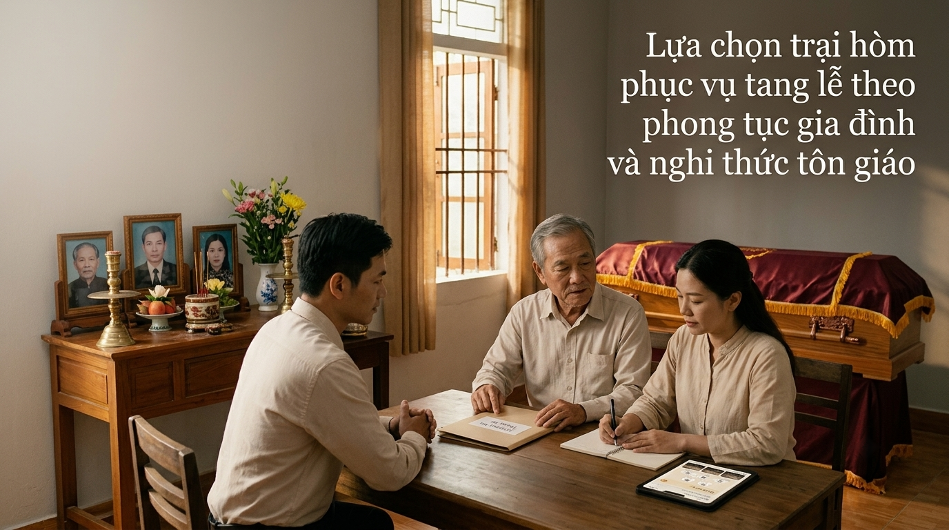 Gia đình lựa chọn trại hòm và chuẩn bị tang lễ phù hợp phong tục truyền thống, nghi thức tôn giáo - Cội Nguồn ORA