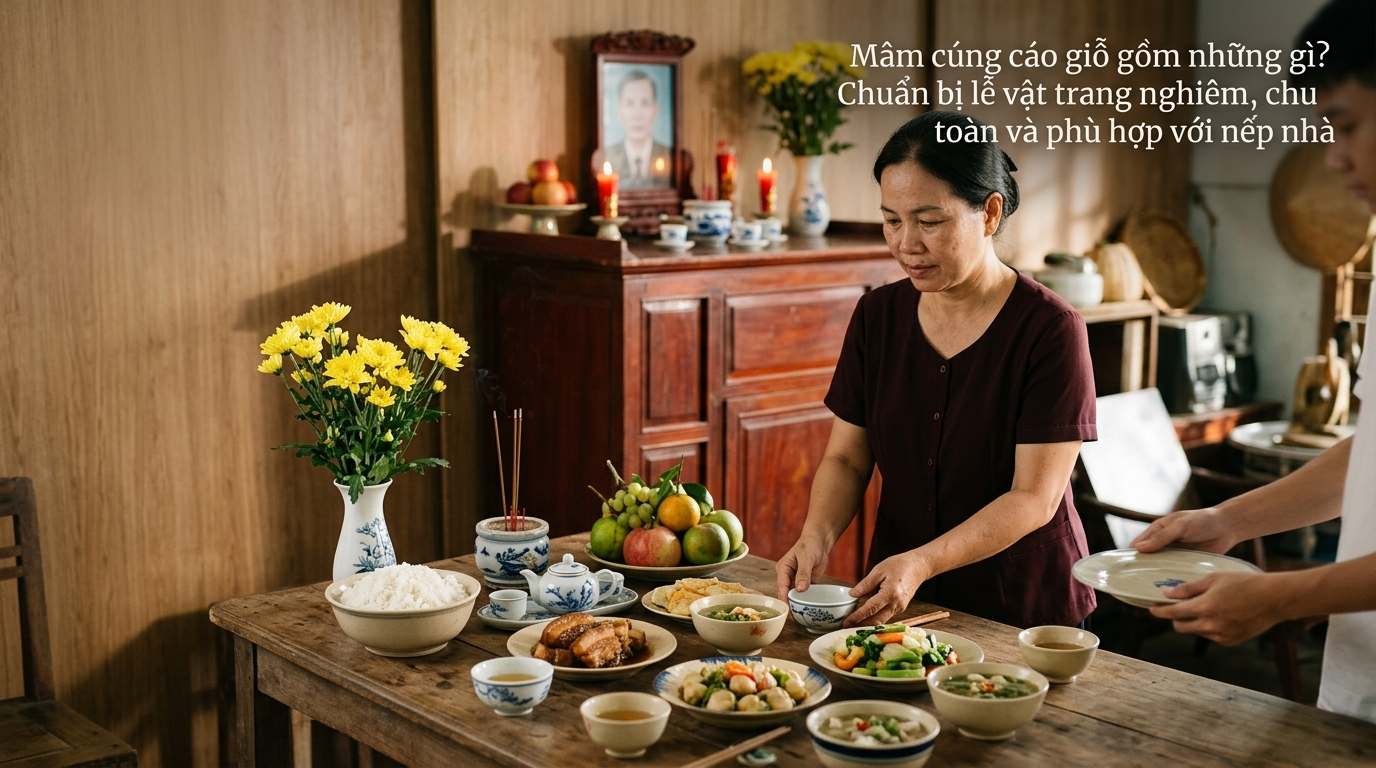 Mâm cúng cáo giỗ gồm những gì? Chuẩn bị lễ vật trang nghiêm, chu toàn và phù hợp với nếp nhà - Cội Nguồn ORA