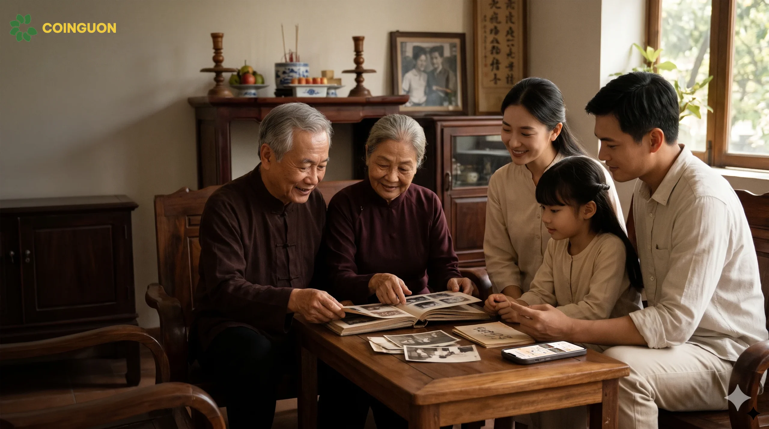 Ba thế hệ gia đình Việt Nam cùng gìn giữ đạo hiếu, chia sẻ ký ức tổ tiên và khám phá gia phả số trên điện thoại - Cội Nguồn ORA