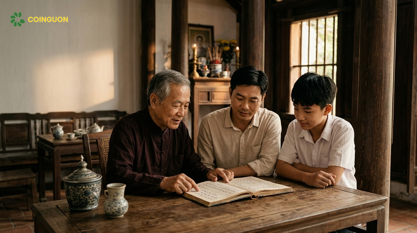 Ba thế hệ nam giới trong gia đình Việt cùng tìm hiểu gia phả, thể hiện ý nghĩa nam đinh trong văn hóa dòng họ - Cội Nguồn ORA