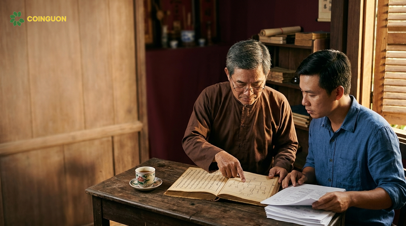 Thành viên dòng họ đối chiếu gia phả và tư liệu gia đình để xác định, ghi chép thông tin nam đinh chính xác - Cội Nguồn ORA