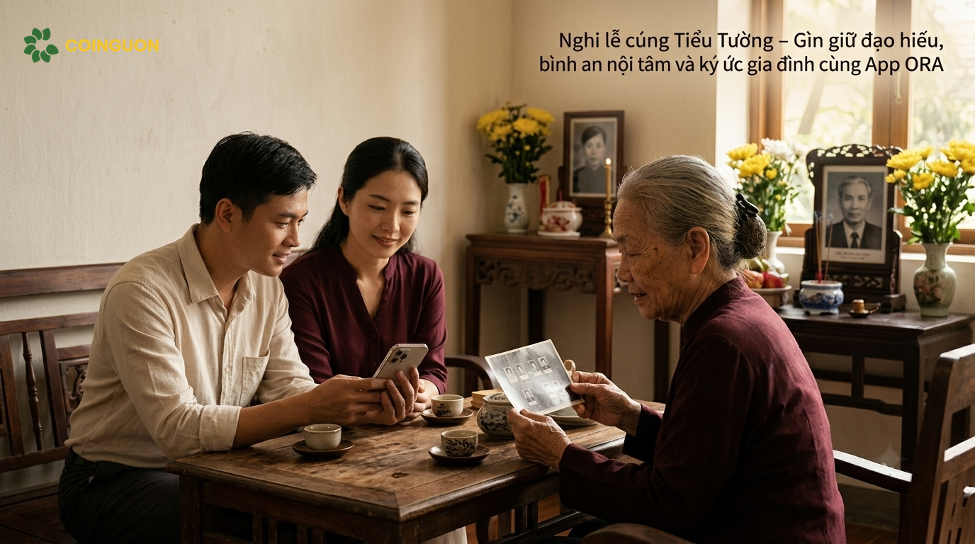 Ba thế hệ gia đình Việt cùng lưu giữ ký ức tổ tiên và kết nối cây gia phả số qua ứng dụng ORA sau lễ Tiểu Tường - Cội Nguồn ORA