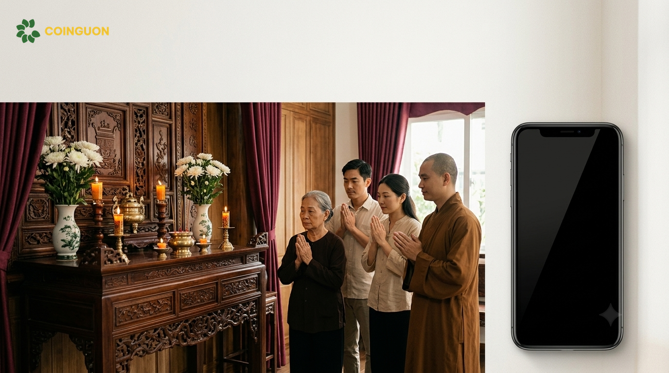 Gia đình Việt thành kính tưởng nhớ người đã mất trong nghi thức xả tang Phật giáo tại bàn thờ gia tiên - Cội Nguồn ORA