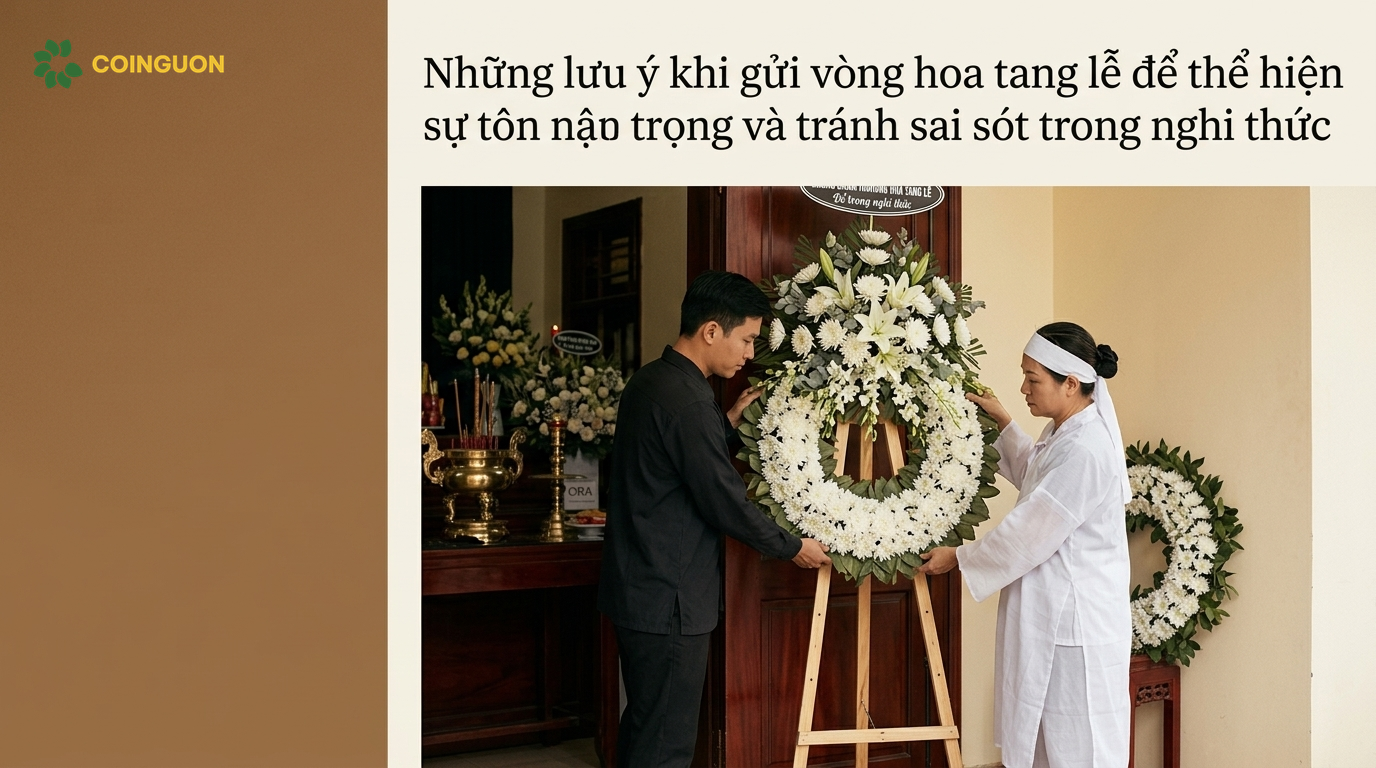 Người giao vòng hoa tang lễ trao đổi với đại diện gia đình để đặt hoa đúng vị trí và tránh sai sót nghi thức - Cội Nguồn ORA