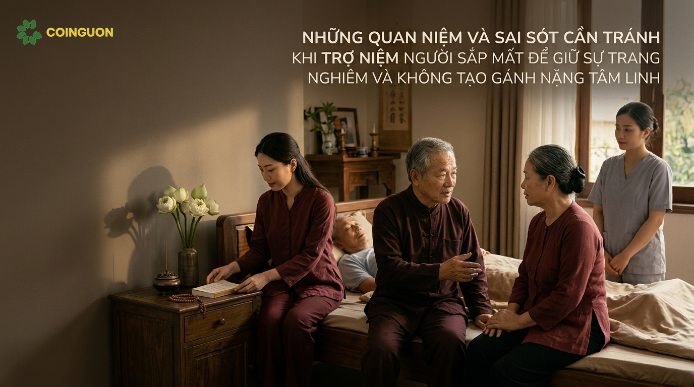 Gia đình trao đổi nhẹ nhàng và giữ không gian yên tĩnh bên người bệnh, tránh gây áp lực tâm linh và bảo đảm sự trang nghiêm khi trợ niệm - Cội Nguồn ORA