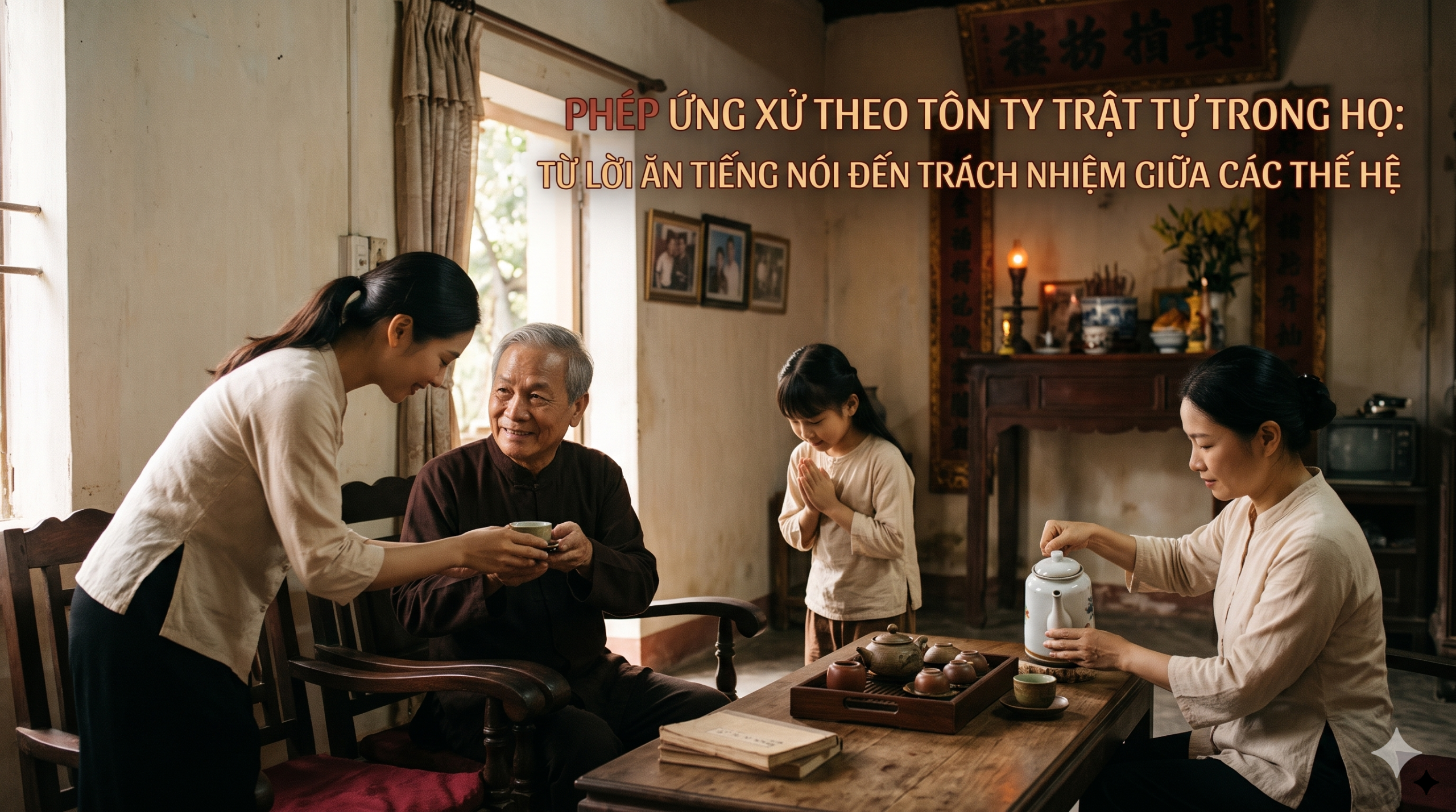Phép ứng xử theo tôn ty trật tự - Con cháu Việt Nam kính trọng người lớn tuổi qua lời nói, cử chỉ và sự chăm sóc trong gia đình, Cội Nguồn ORA