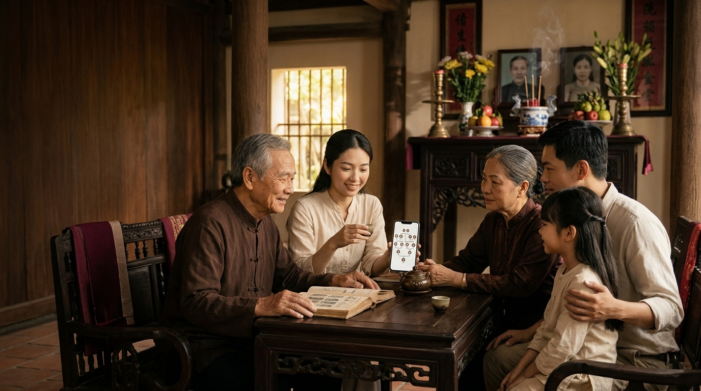 Đạo hiếu, gìn giữ gia phả và kết nối các thế hệ bằng ứng dụng gia phả số ORA - Cội Nguồn ORA