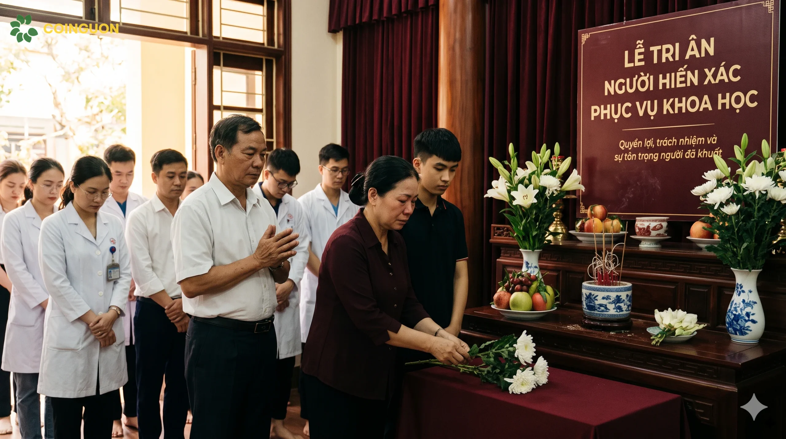 Gia đình và đại diện cơ sở y tế thành kính tưởng niệm người hiến thi thể sau khi hoàn thành sứ mệnh đóng góp cho y học - Cội Nguồn ORA