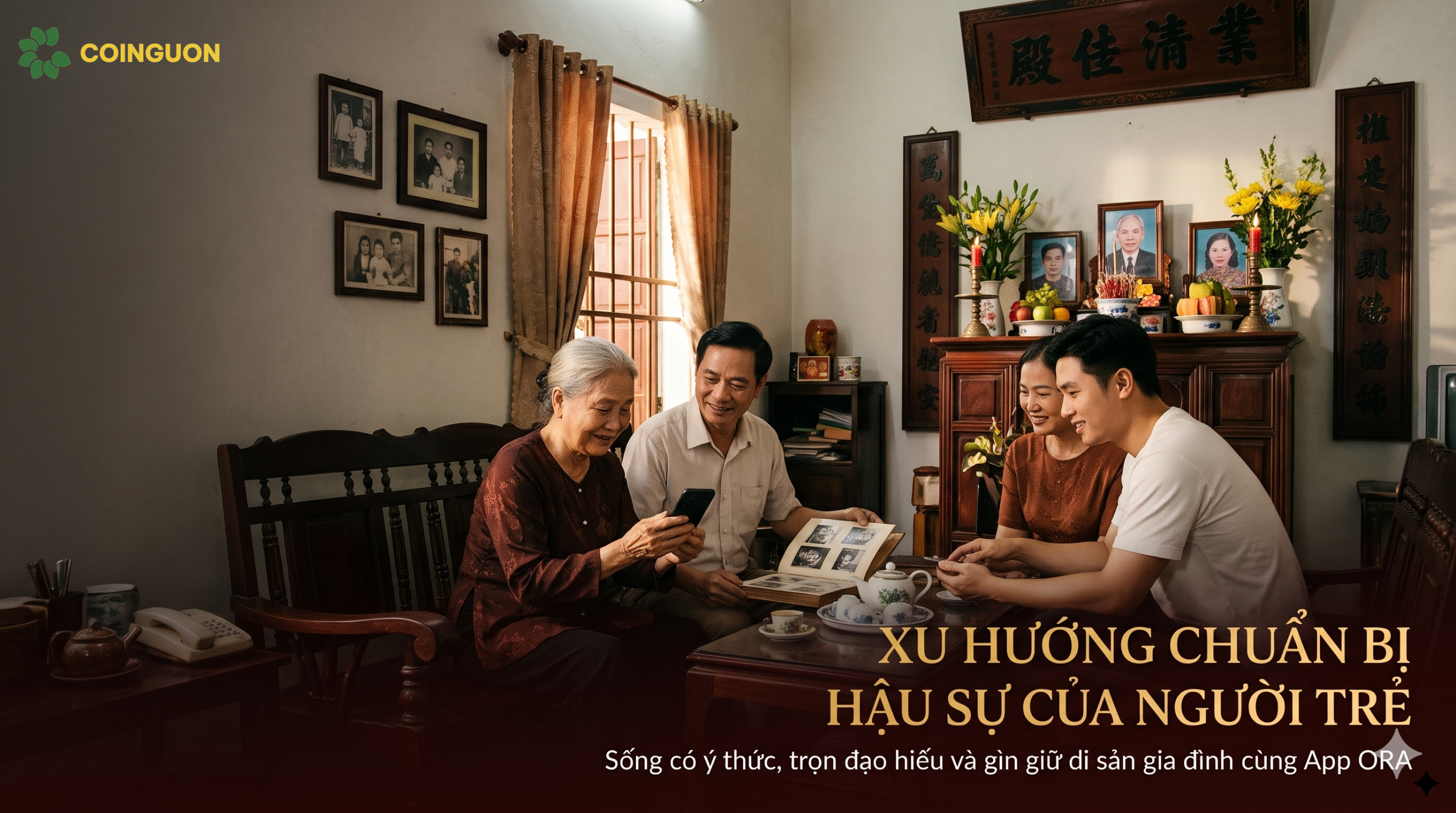 Gia đình Việt Nam gìn giữ đạo hiếu và di sản gia phả qua những khoảnh khắc sum vầy, kết hợp công nghệ số một cách tinh tế - Cội Nguồn ORA