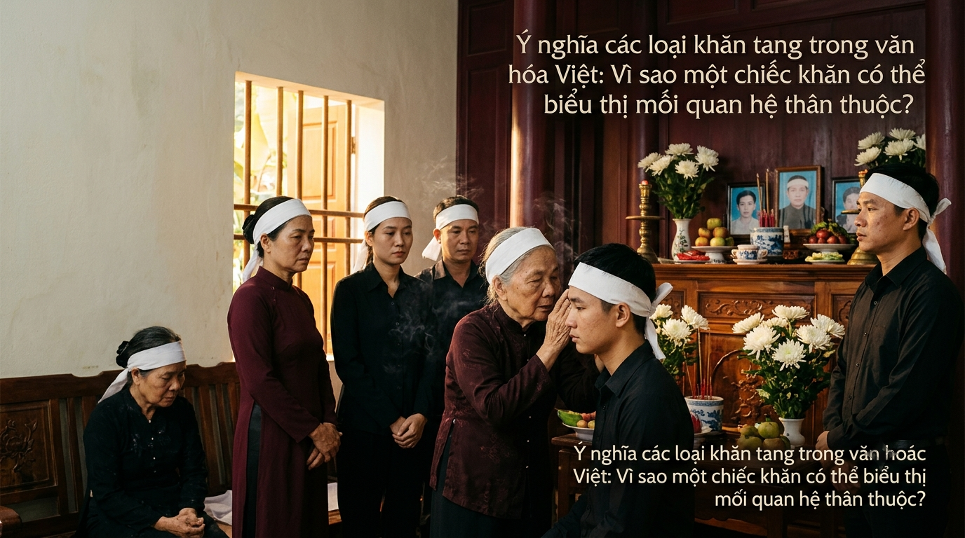 Ý nghĩa các loại khăn tang trong văn hóa Việt và mối quan hệ thân thuộc trong gia đình - Cội Nguồn ORA